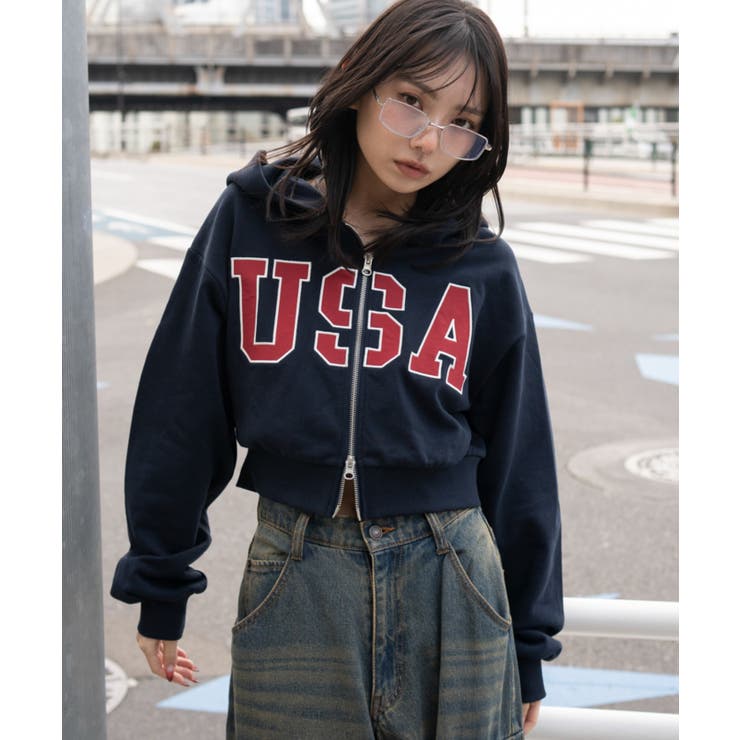 グラフィックショートZIPパーカー | WEGO【WOMEN】 | 詳細画像7 
