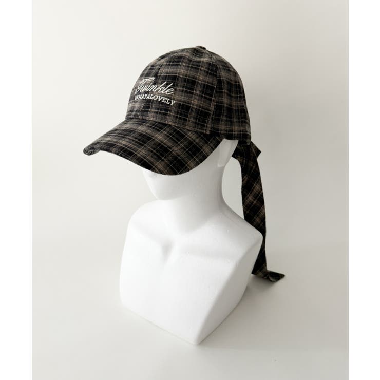 ブラック | ロゴ刺繍チェックリボンキャップ | WEGO【MEN】