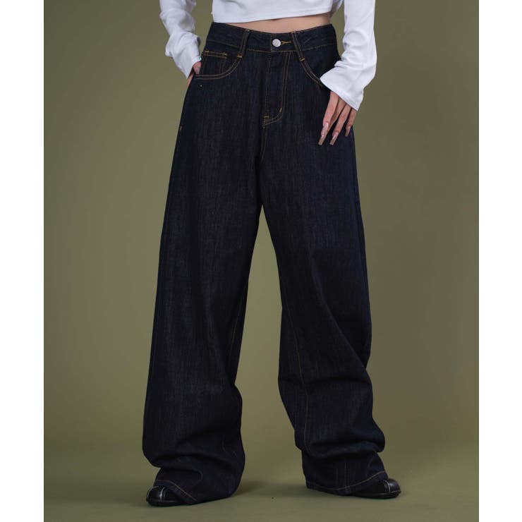 デニムインディゴ | バックフラップポケットルーズデニム | WEGO【WOMEN】