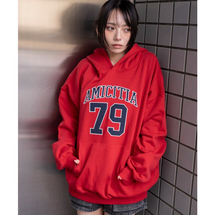 レッド | グラフィックビッグプルパーカー | WEGO【WOMEN】