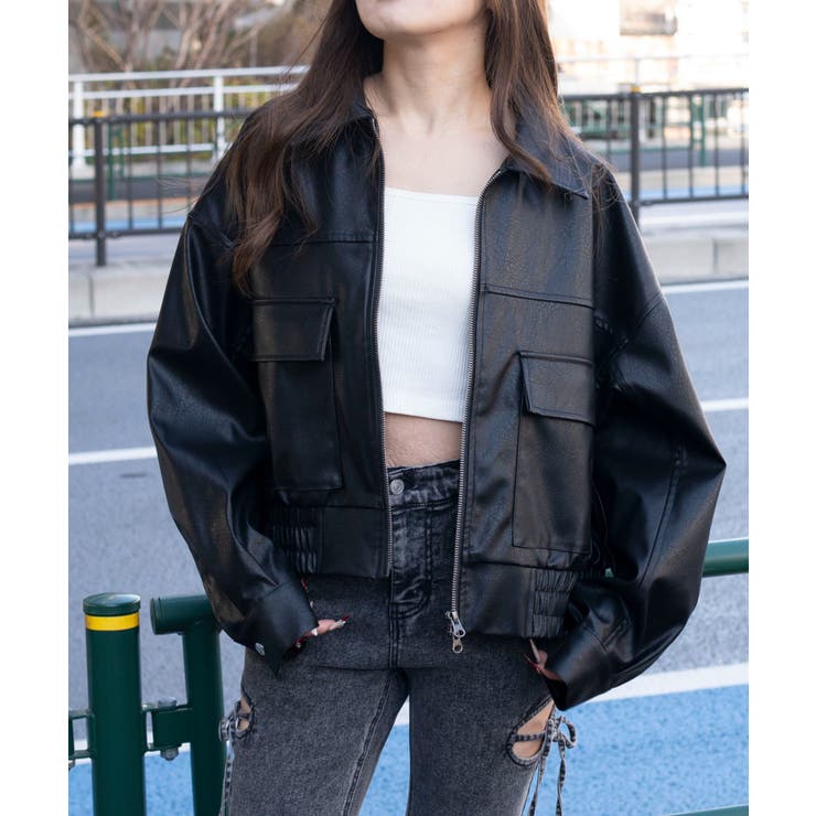 ブラック | PUショートジャケット | WEGO【WOMEN】