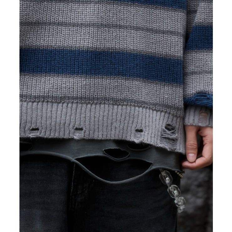 アゼアミボーダーニットプルオーバー | WEGO【MEN】 | 詳細画像7 