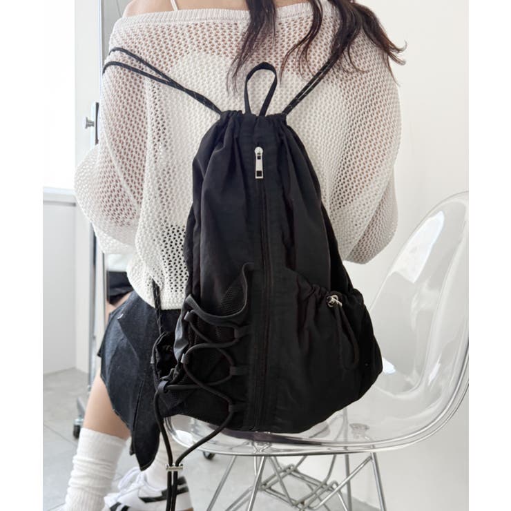 ブラック | センターzipナップサック | WEGO【MEN】