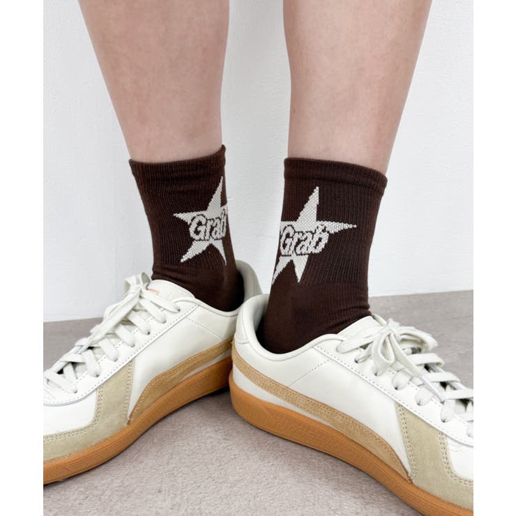 ブラウン | スターロゴデザインソックス | WEGO【MEN】