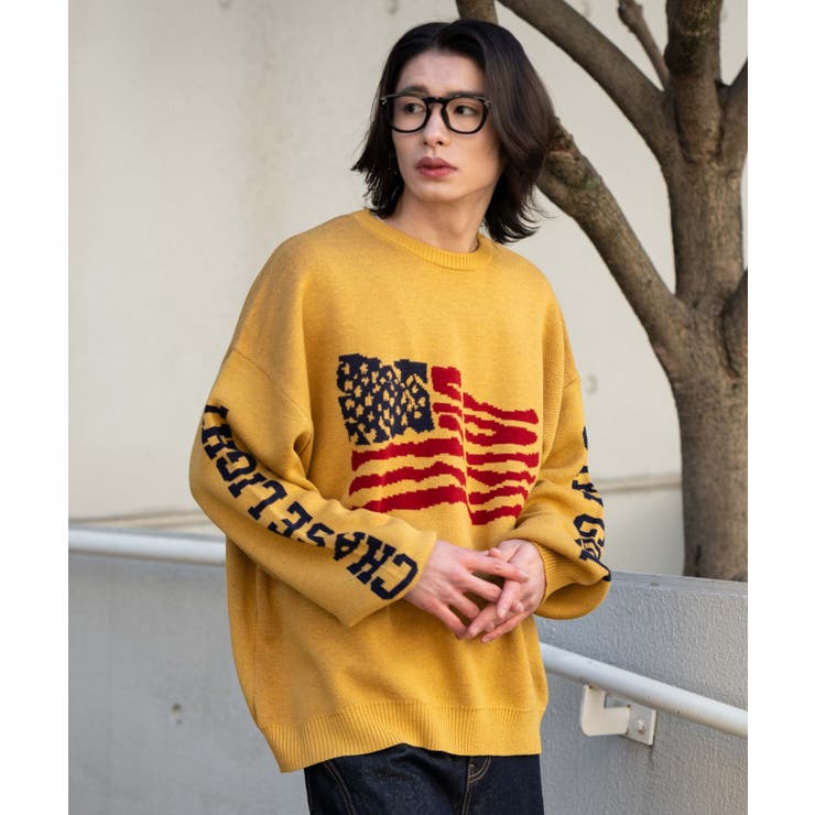 イエロー | スリーブロゴニットプルオーバー | WEGO【MEN】