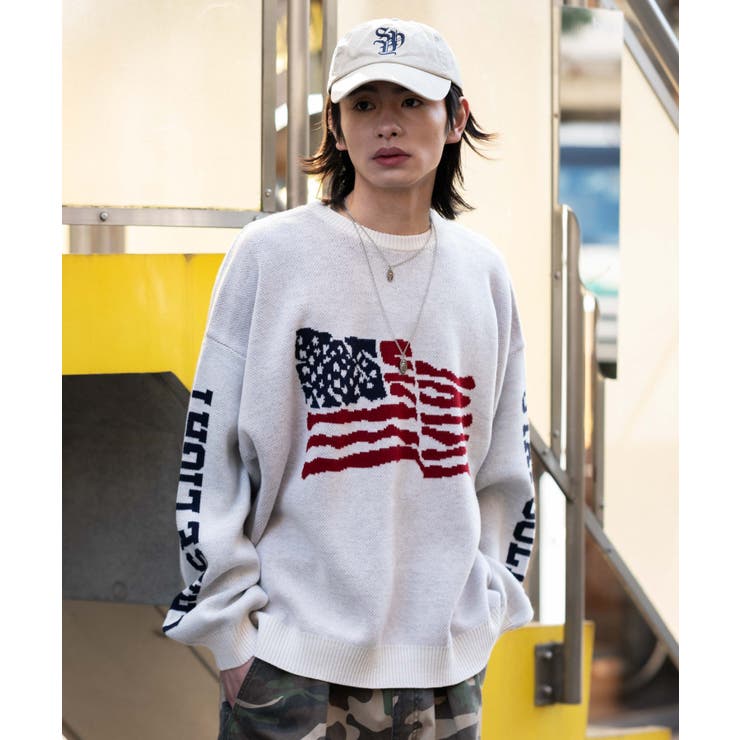ホワイト | スリーブロゴニットプルオーバー | WEGO【MEN】