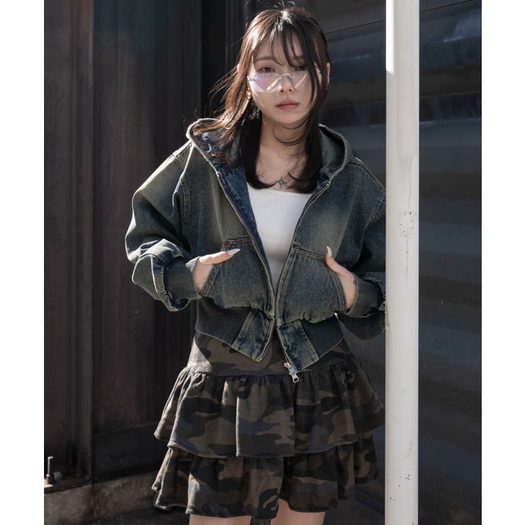 デニムショートフードブルゾン | WEGO【WOMEN】 | 詳細画像10 