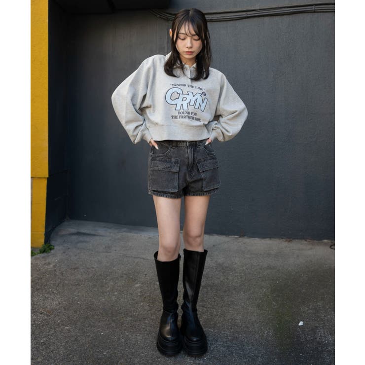 襟付きグラフィックショートスウェット | WEGO【WOMEN】 | 詳細画像3 