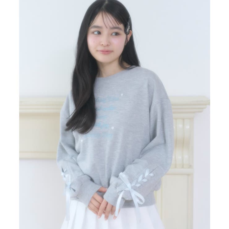 杢グレー | レースアップリボンスウェット | WEGO【WOMEN】