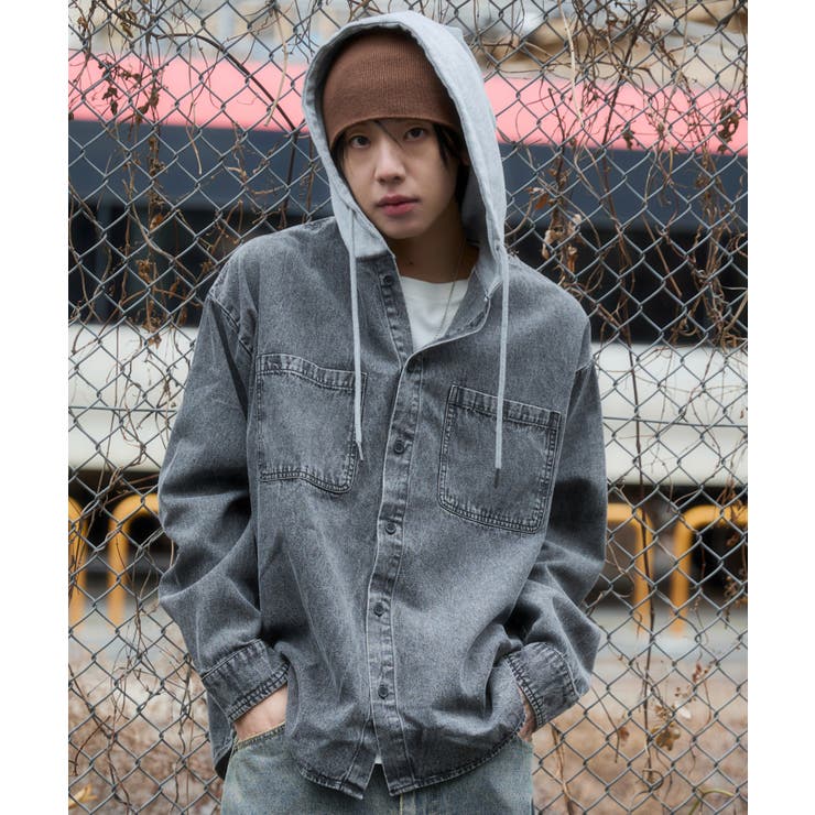 デニムフードシャツ(LS) | WEGO【MEN】 | 詳細画像17 
