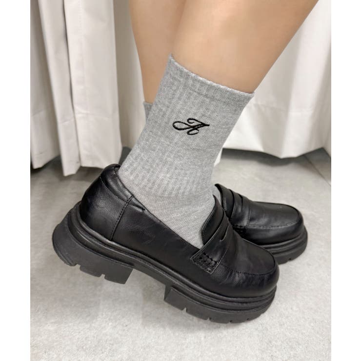 グレー | アルファベット刺繍ソックス | WEGO【WOMEN】