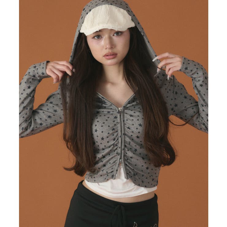 113 | スターシャーリングジップパーカー | WEGO【WOMEN】