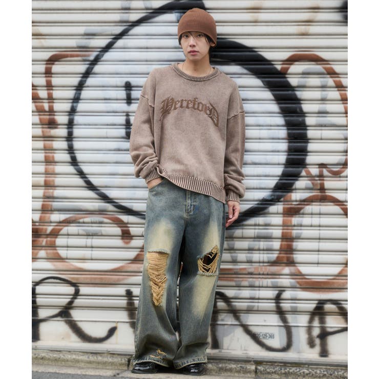 ブリーチニットグラフィックプルオーバー | WEGO【MEN】 | 詳細画像3 