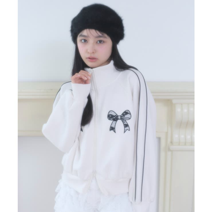 ホワイトアイボリー | レースリボントラックジャケット | WEGO【WOMEN】