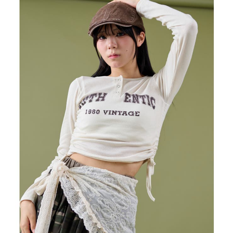 サイドギャザーヘンリーネックロゴTOP | WEGO【WOMEN】 | 詳細画像7 