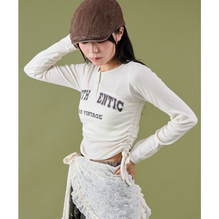 サイドギャザーヘンリーネックロゴTOP | WEGO【WOMEN】 | 詳細画像9 