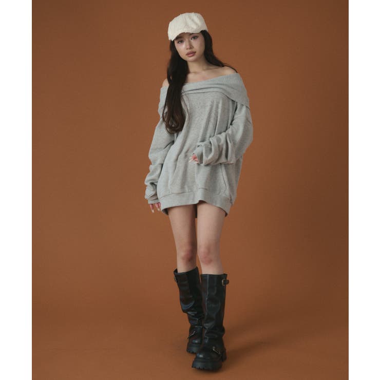 オフショルフードスウェット | WEGO【WOMEN】 | 詳細画像2 