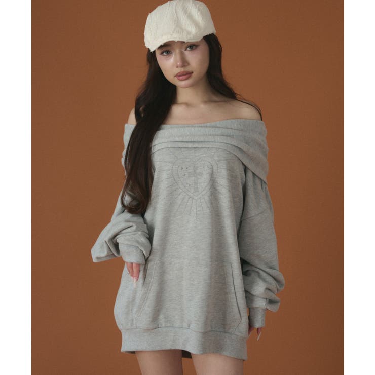 オフショルフードスウェット | WEGO【WOMEN】 | 詳細画像4 