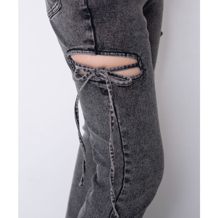 カットアウトリボンストレッチフレアデニムパンツ | WEGO【WOMEN】 | 詳細画像7 