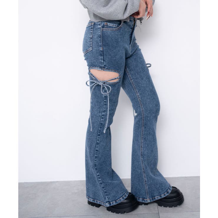 カットアウトリボンストレッチフレアデニムパンツ | WEGO【WOMEN】 | 詳細画像18 
