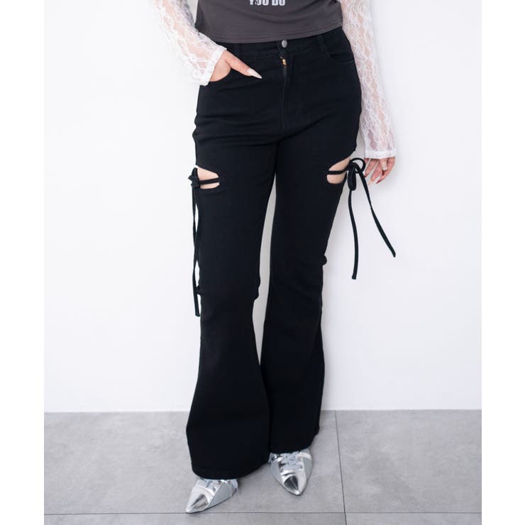 カットアウトリボンストレッチフレアデニムパンツ | WEGO【WOMEN】 | 詳細画像22 