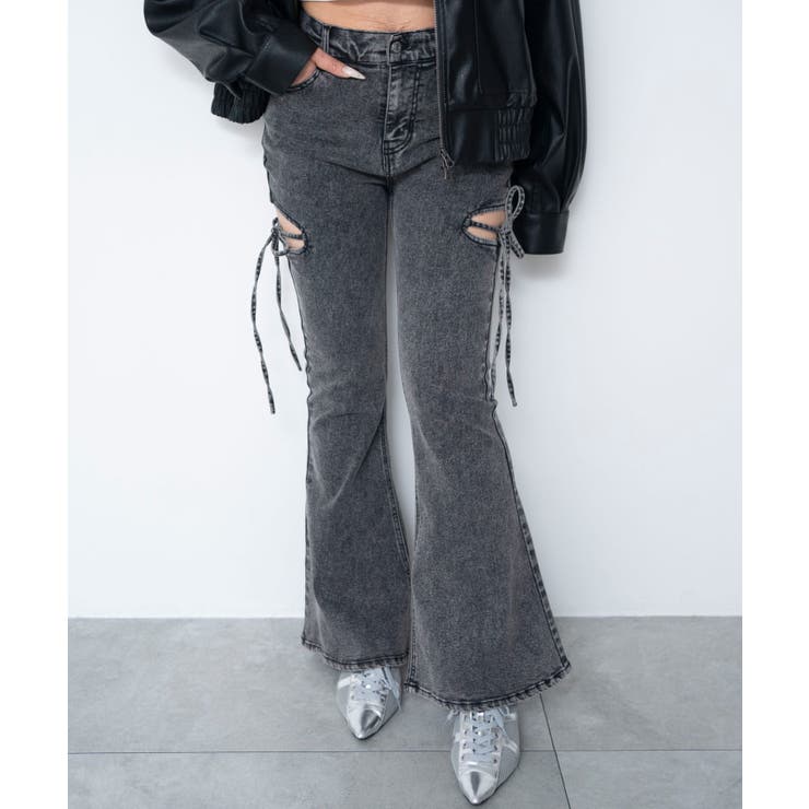 カットアウトリボンストレッチフレアデニムパンツ | WEGO【WOMEN】 | 詳細画像25 