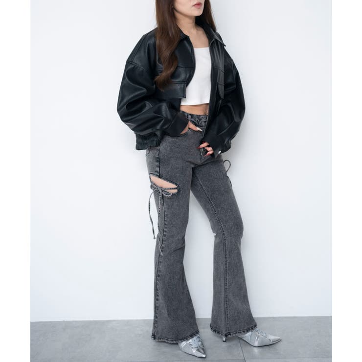 カットアウトリボンストレッチフレアデニムパンツ | WEGO【WOMEN】 | 詳細画像31 