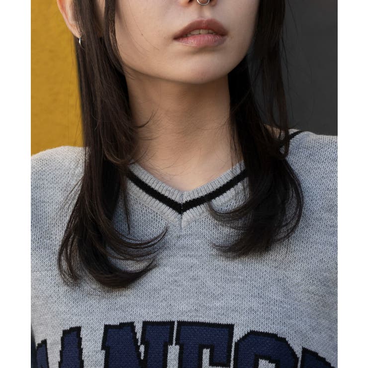 VネックグラフィックニットBIGプルオーバー | WEGO【WOMEN】 | 詳細画像5 