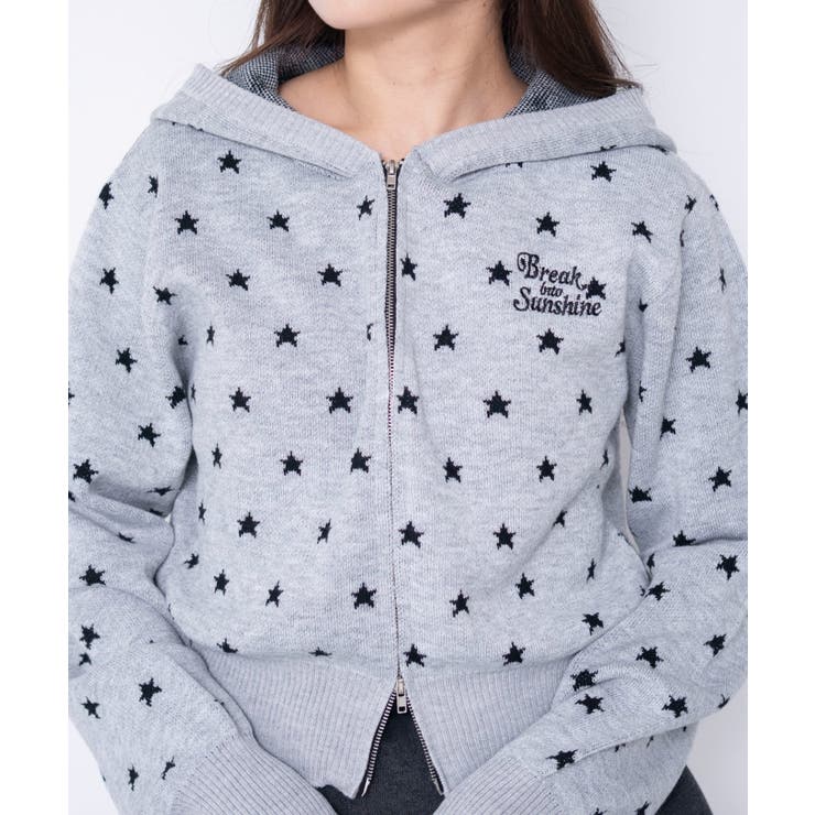 総柄ジャガードニットZIPパーカー | WEGO【WOMEN】 | 詳細画像4 