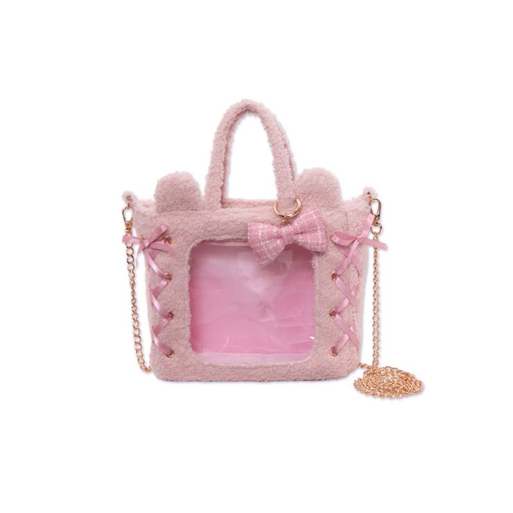 ライトピンク | 耳付きレースアップミニぬいショルダー | WEGO【WOMEN】