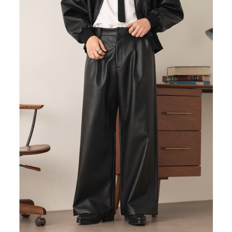 PUタックワイドトラウザー | WEGO【MEN】 | 詳細画像1 