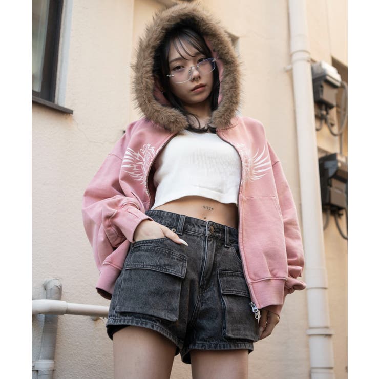 ピンク | ブリーチファーグラフィックZIPパーカー | WEGO【MEN】