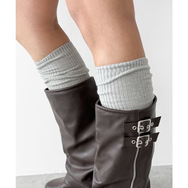 ライトグレー | ローゲージゆるリブハイソックス | WEGO【WOMEN】