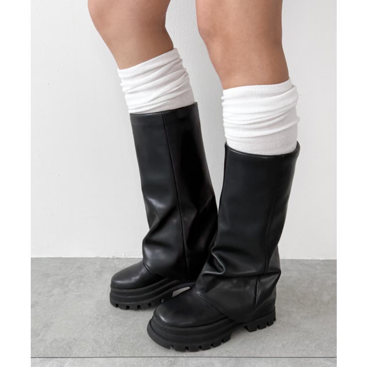 クシュクシュ切替リブムジニーハイソックス | WEGO【WOMEN】 | 詳細画像1 