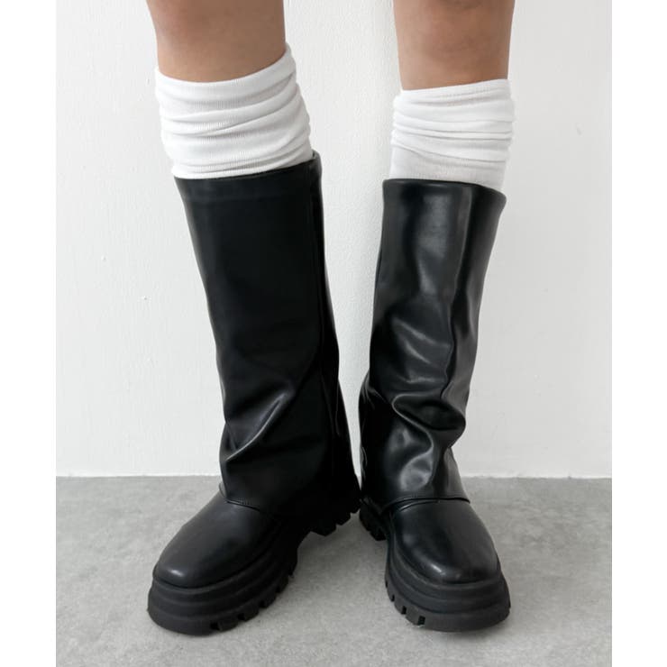 クシュクシュ切替リブムジニーハイソックス | WEGO【WOMEN】 | 詳細画像4 