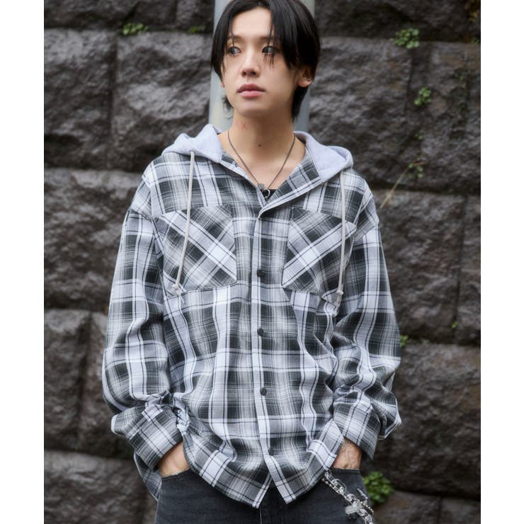 オンブレチェックフードシャツ(LS) | WEGO【MEN】 | 詳細画像26 