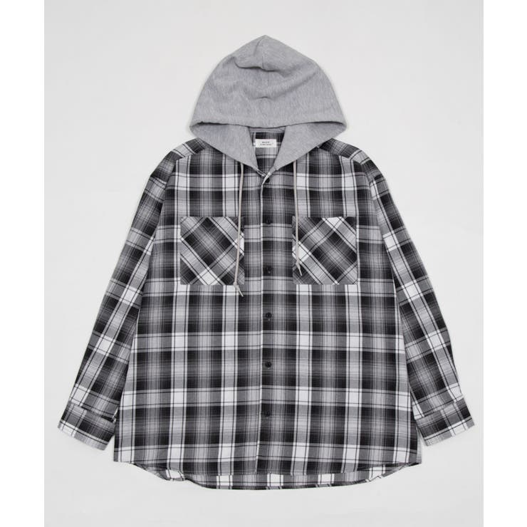 オンブレチェックフードシャツ(LS) | WEGO【MEN】 | 詳細画像37 