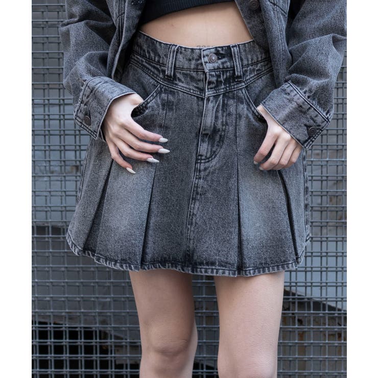 ブラックその他 | デニムプリーツミニスカート | WEGO【WOMEN】