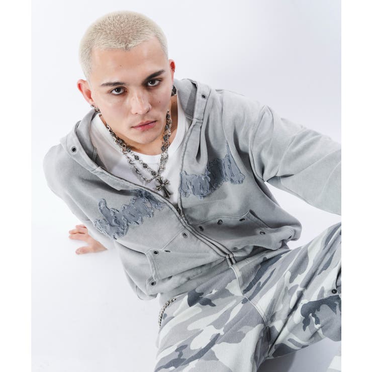 ブリーチハトメZIPパーカー | WEGO【MEN】 | 詳細画像2 