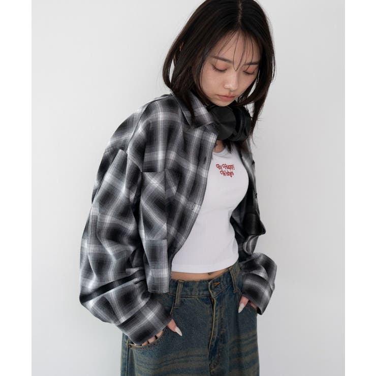 ブラック | ショートチェックシャツ | WEGO【WOMEN】