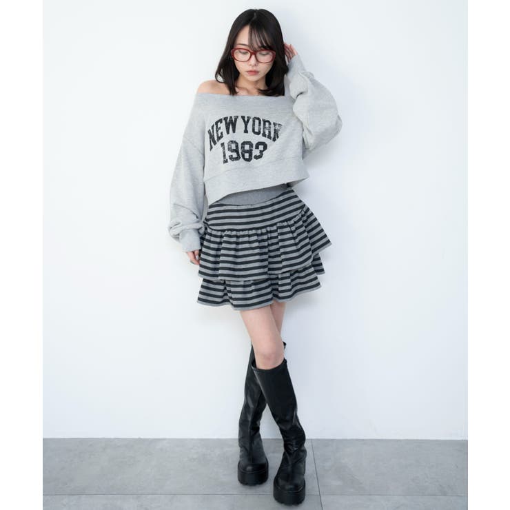 グラフィックオフショルショートスウェット | WEGO【WOMEN】 | 詳細画像9 