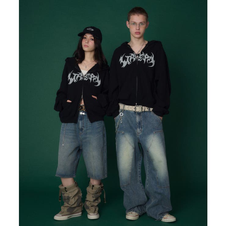 ワッフルグラフィックカットZIPパーカー | WEGO【MEN】 | 詳細画像3 