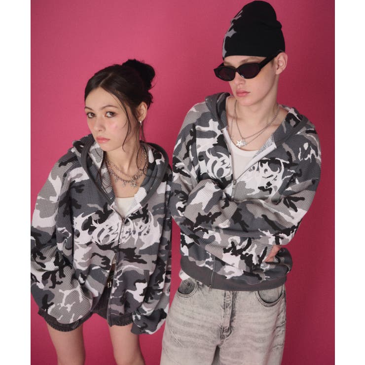 ワッフルグラフィックカットZIPパーカー | WEGO【MEN】 | 詳細画像4 