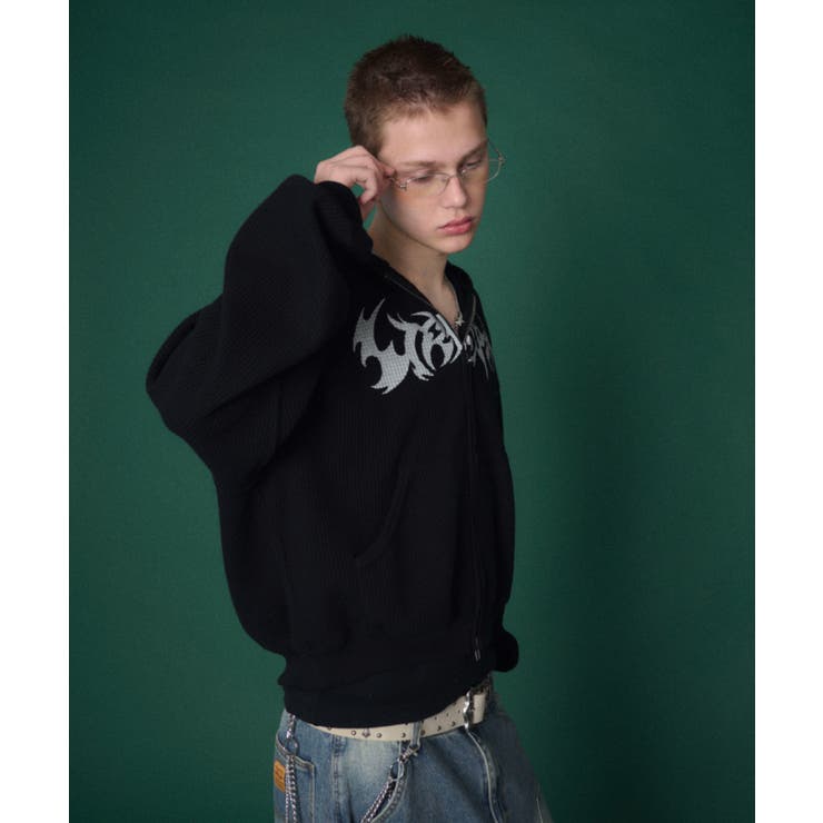 ワッフルグラフィックカットZIPパーカー | WEGO【MEN】 | 詳細画像18 
