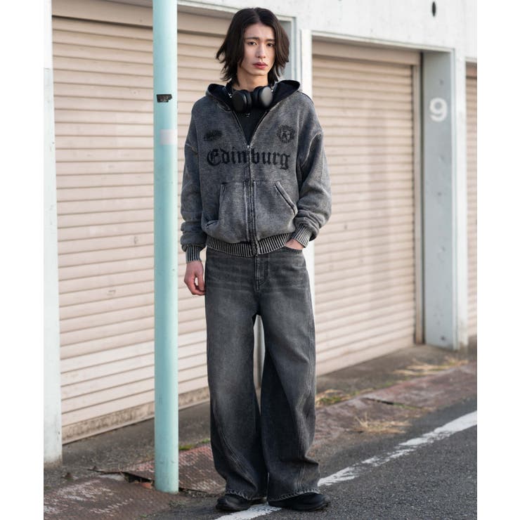 ブリーチニットグラフィックZIPパーカー | WEGO【MEN】 | 詳細画像4 