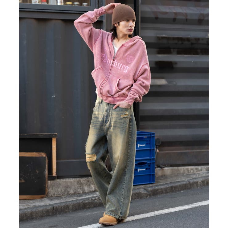 ブリーチニットグラフィックZIPパーカー | WEGO【MEN】 | 詳細画像11 