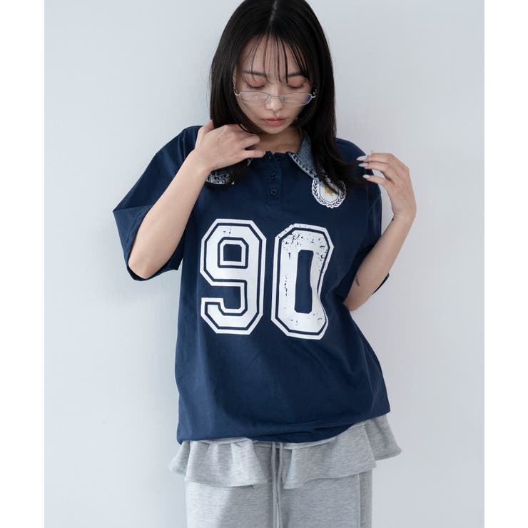 デニム襟付きロゴT | WEGO【WOMEN】 | 詳細画像1 