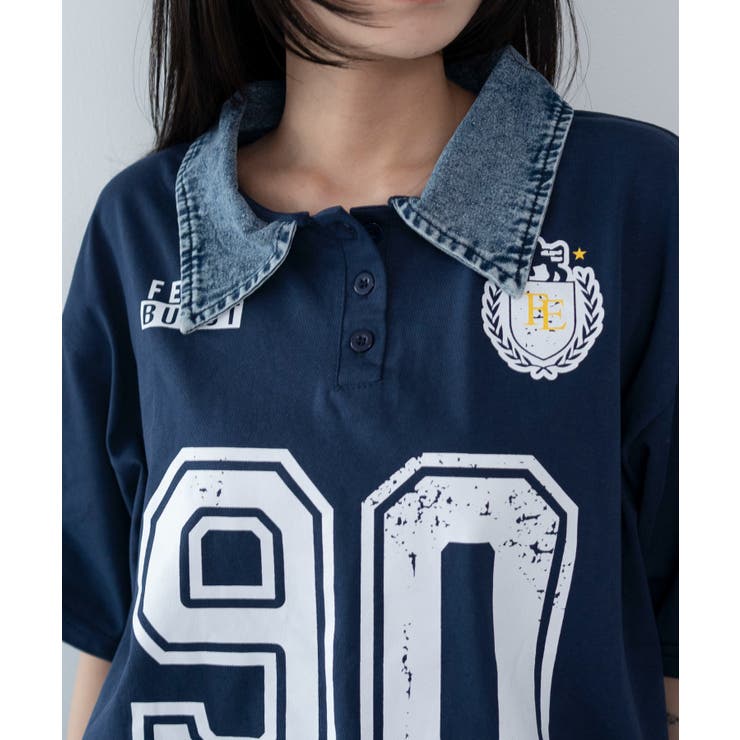 デニム襟付きロゴT | WEGO【WOMEN】 | 詳細画像4 