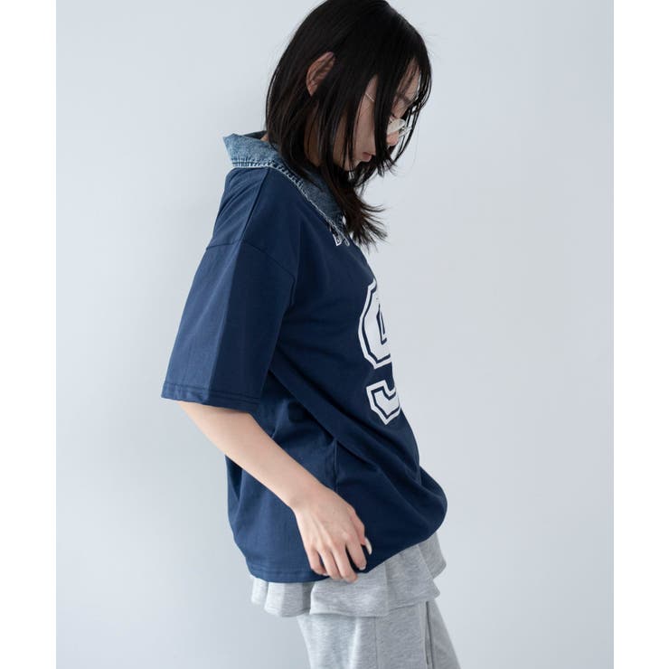 デニム襟付きロゴT | WEGO【WOMEN】 | 詳細画像9 