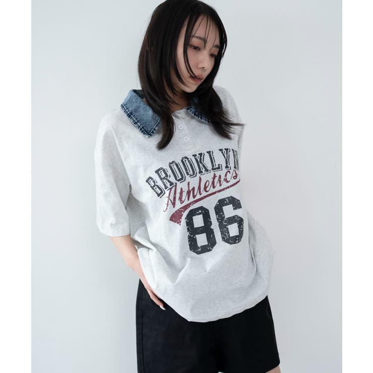 デニム襟付きロゴT | WEGO【WOMEN】 | 詳細画像13 